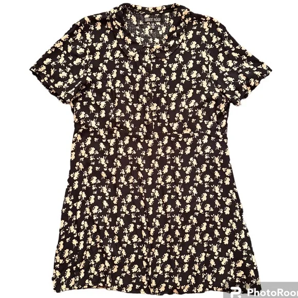 Dolls Kill | Dresses | Current Mood Ditsy Floral Collared Button Mini Dress  Black Tan Small Dolls Kill | Poshmark